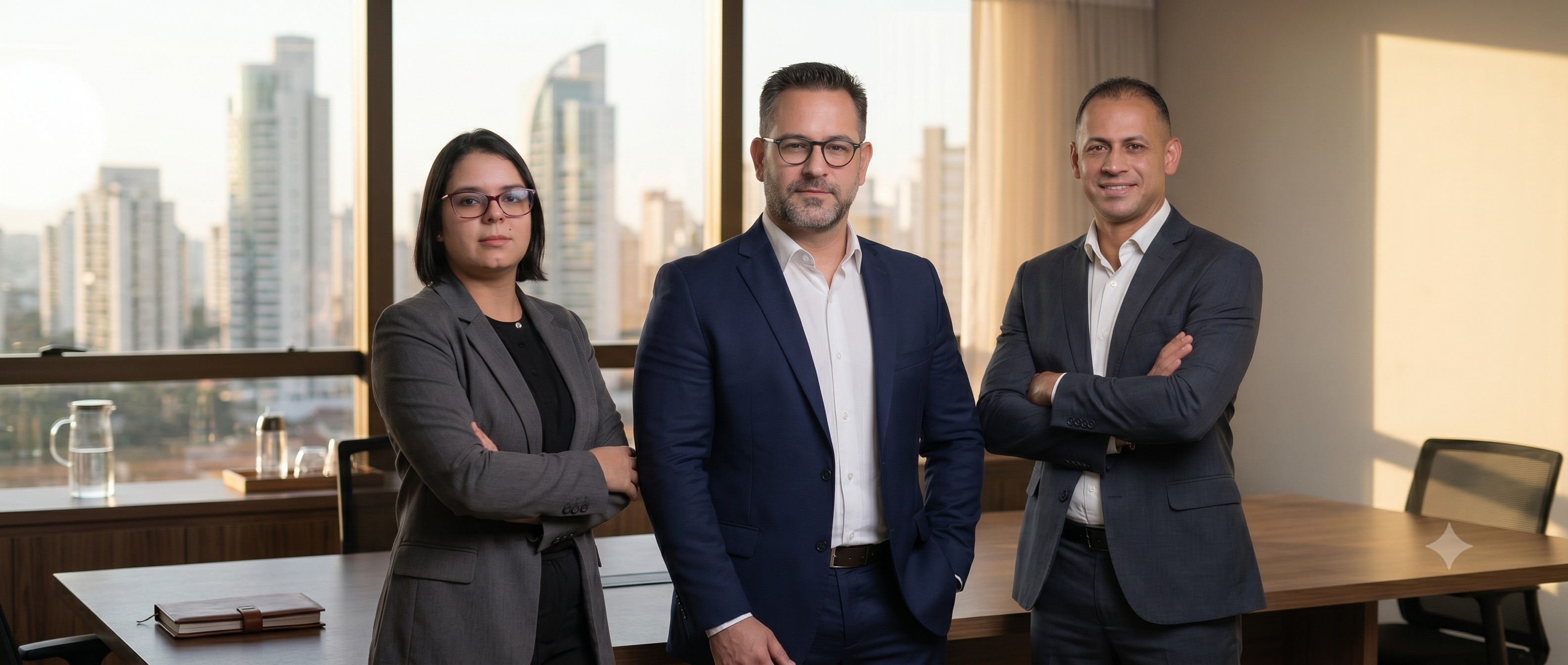 Márcio Rocha, Flávio Rodrigues e Dayane Fernandes, sócios da MF Contabilidade em Goiânia